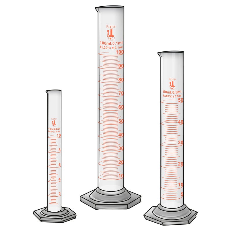 Karter Scientific 213C2 Karter Scientific Glass Graduated Cylinder 3 Piece Set 10, 50 & 100ml - Image 1